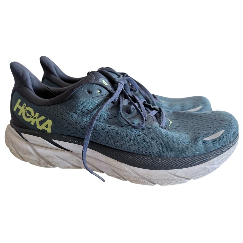 Hoka One One Clifton 8 Sneaker Trainers 12D Blue Coral Butterfly Running Workout